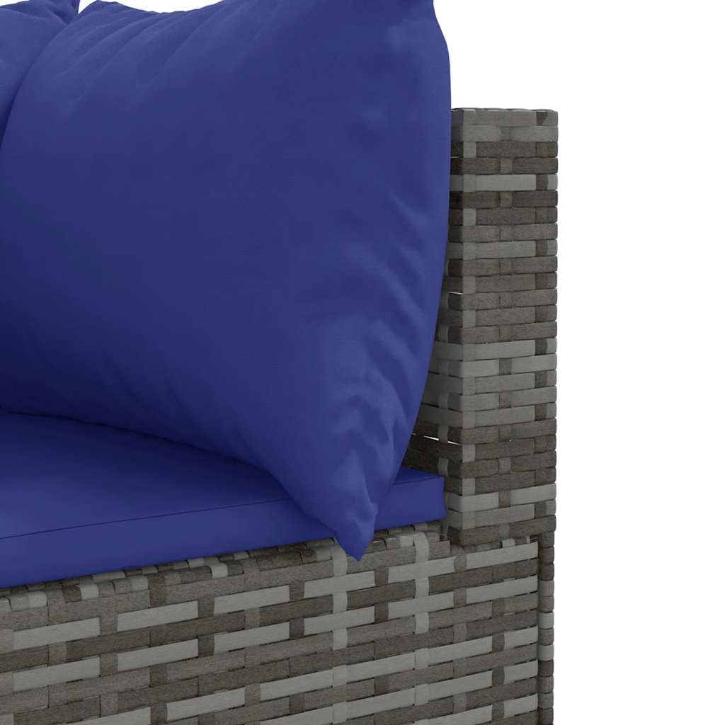 Set Divani da Giardino 7 pz con Cuscini in Polyrattan Grigio | homemem39