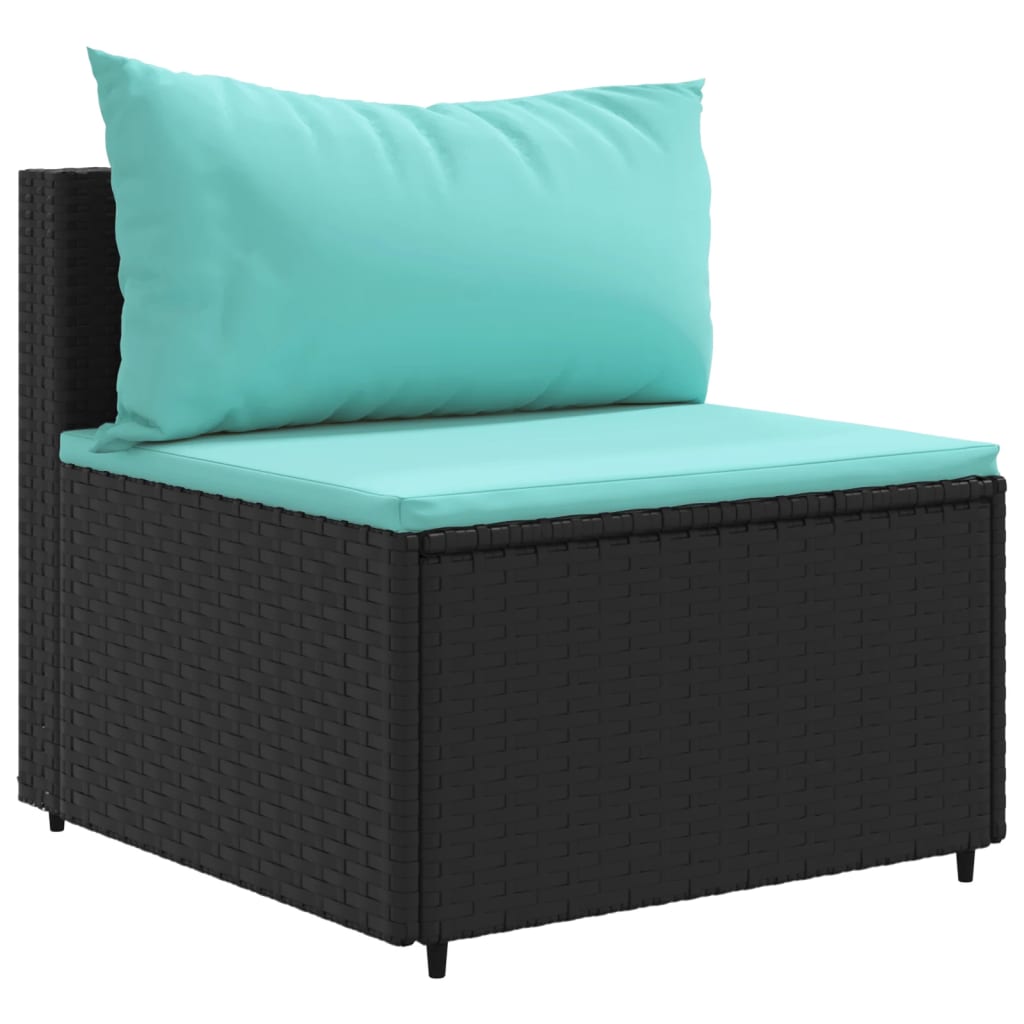 Set Mobili da Giardino con Cuscini 8 pz Nero in Polyrattan | homemem39