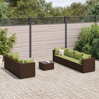 Set Divani da Giardino 8 pz con Cuscini in Polyrattan Marrone | homemem39