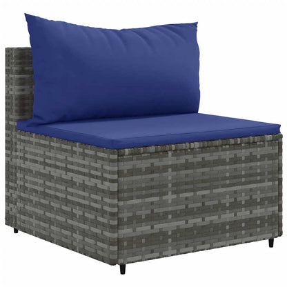 Set Divani da Giardino 8 pz con Cuscini in Polyrattan Grigio | homemem39