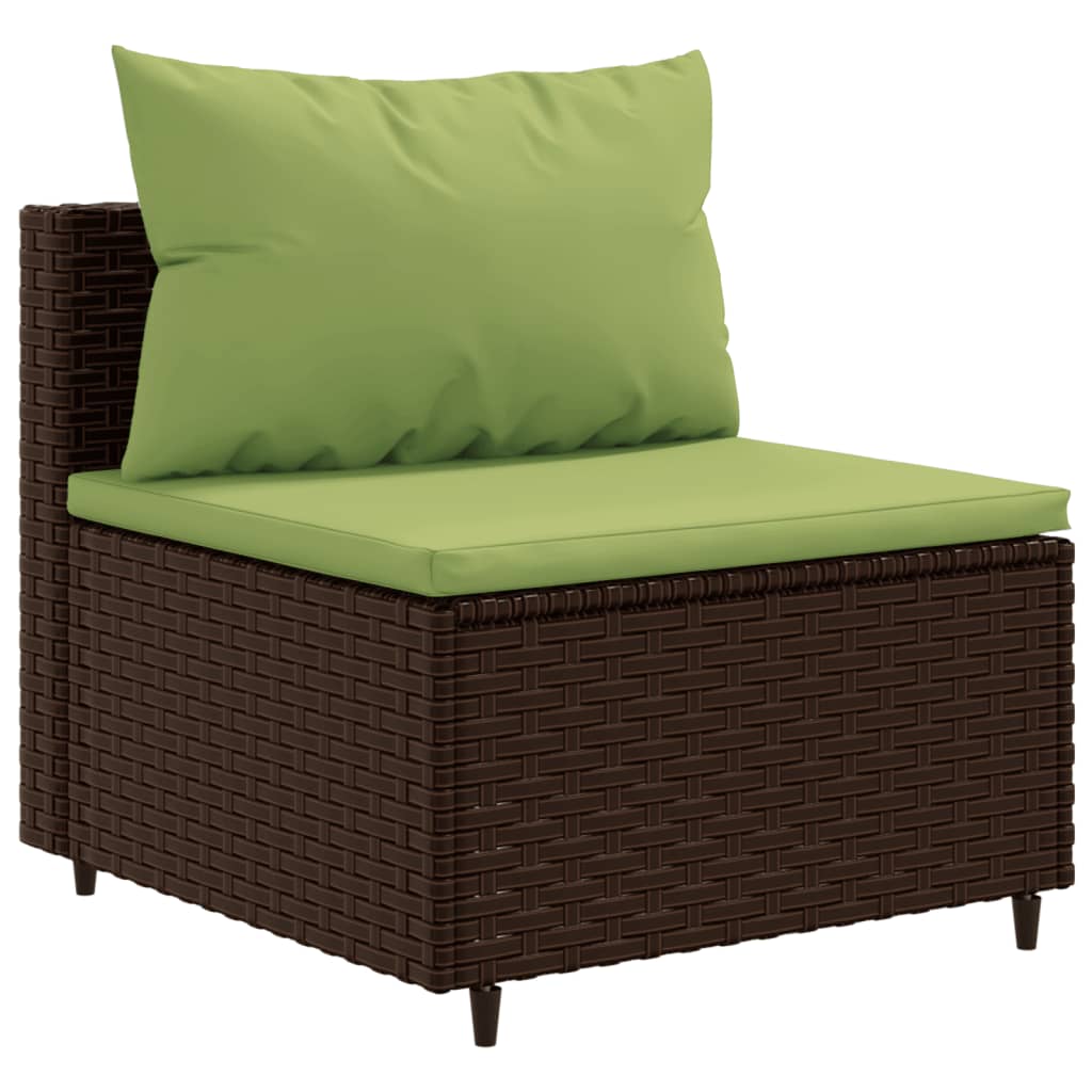 Set Divani da Giardino 9 pz con Cuscini in Polyrattan Marrone | homemem39