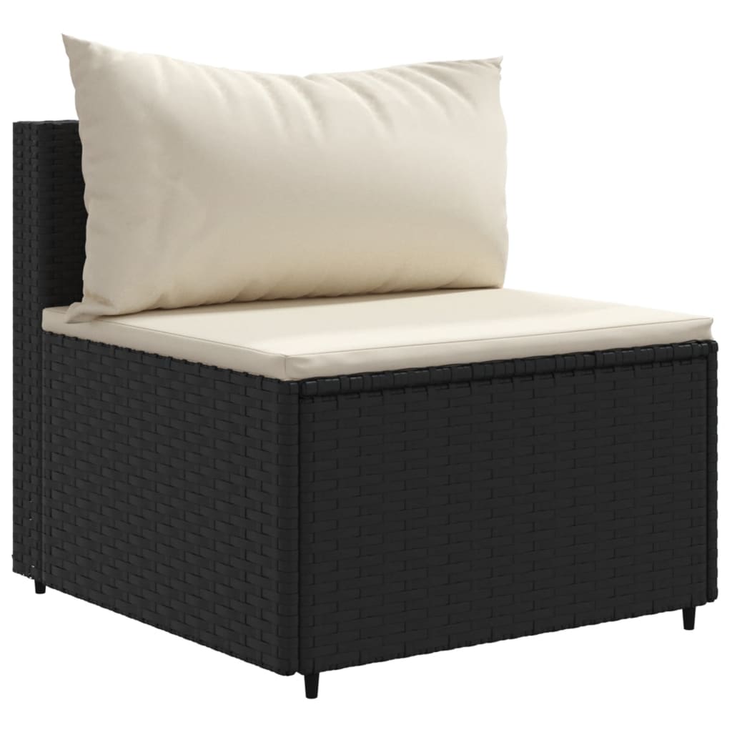 Set Divani da Giardino 4 pz con Cuscini Nero in Polyrattan | homemem39