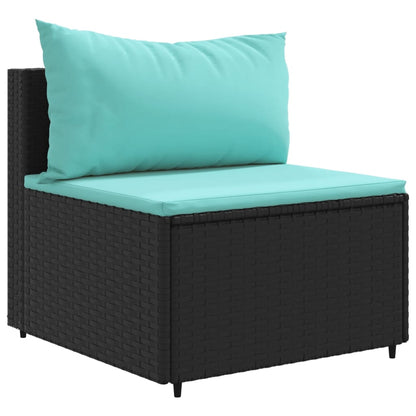 Set Divani da Giardino 4 pz con Cuscini Nero in Polyrattan - homemem39