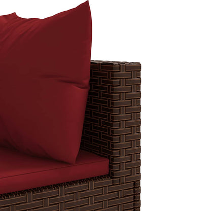 Set Mobili da Giardino 4 pz con Cuscini in Polyrattan Marrone | homemem39