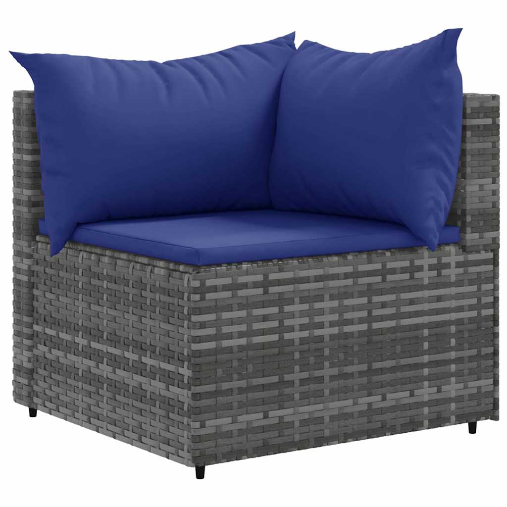 Set Divani da Giardino 4 pz con Cuscini in Polyrattan Grigio | homemem39