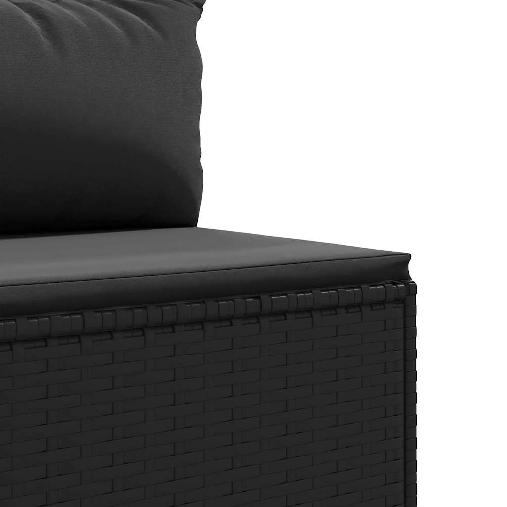 Set Divani da Giardino 5 pz con Cuscini Nero in Polyrattan