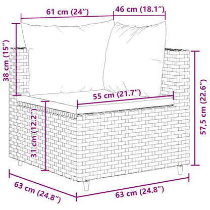 Set Divani da Giardino 5 pz con Cuscini Nero in Polyrattan