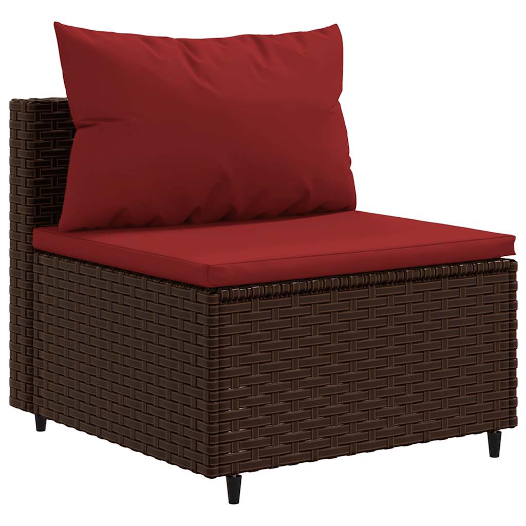 Set Divani da Giardino 5 pz con Cuscini Marrone in Polyrattan | homemem39