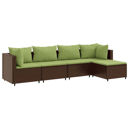 Set Divani da Giardino 5 pz con Cuscini Marrone in Polyrattan | homemem39