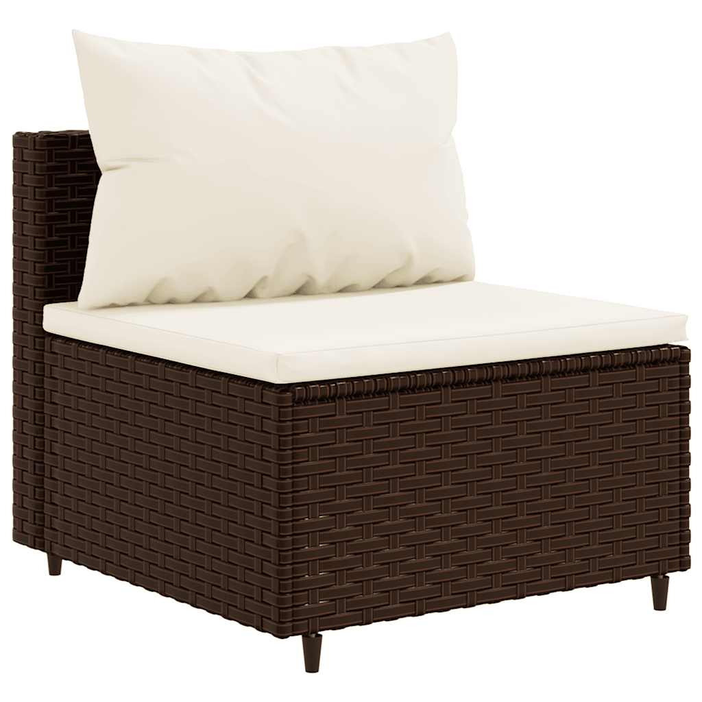 Set Mobili da Giardino 6pz con Cuscini in Polyrattan Marrone | homemem39
