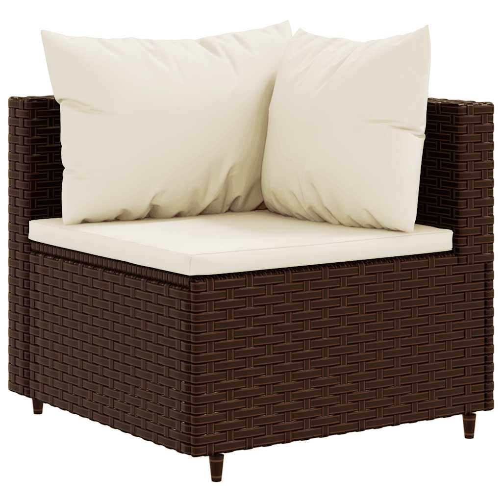 Set Mobili da Giardino 4 pz con Cuscini in Polyrattan Marrone | homemem39