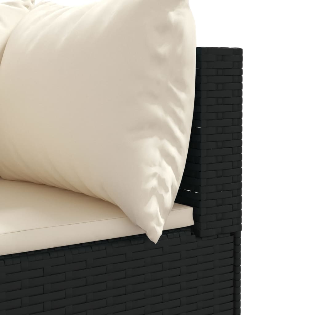 Set Divani da Giardino 5 pz con Cuscini Nero in Polyrattan | homemem39