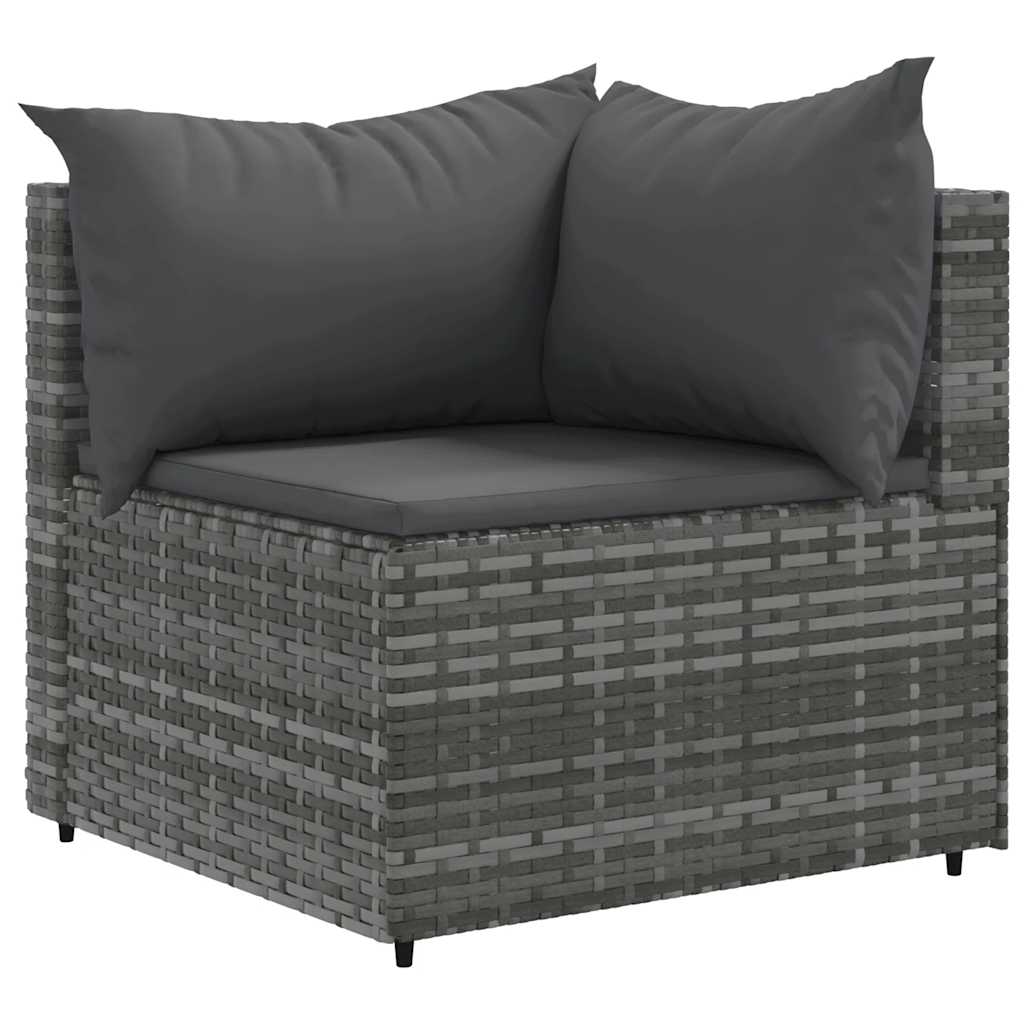 Set Divani da Giardino 5 pz con Cuscini in Polyrattan Grigio - homemem39