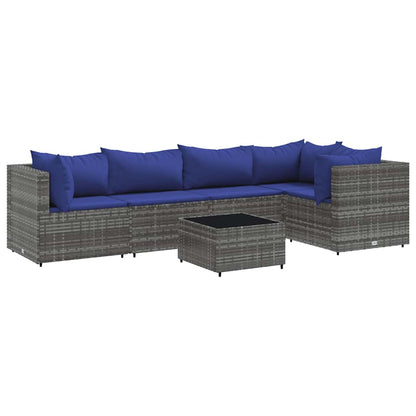 Set Divani da Giardino 6 pz con Cuscini in Polyrattan Grigio - homemem39