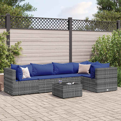 Set Divani da Giardino 6 pz con Cuscini in Polyrattan Grigio - homemem39