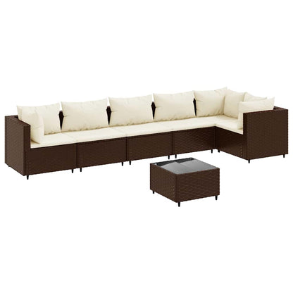 Set Divani da Giardino 7 pz con Cuscini in Polyrattan Marrone - homemem39