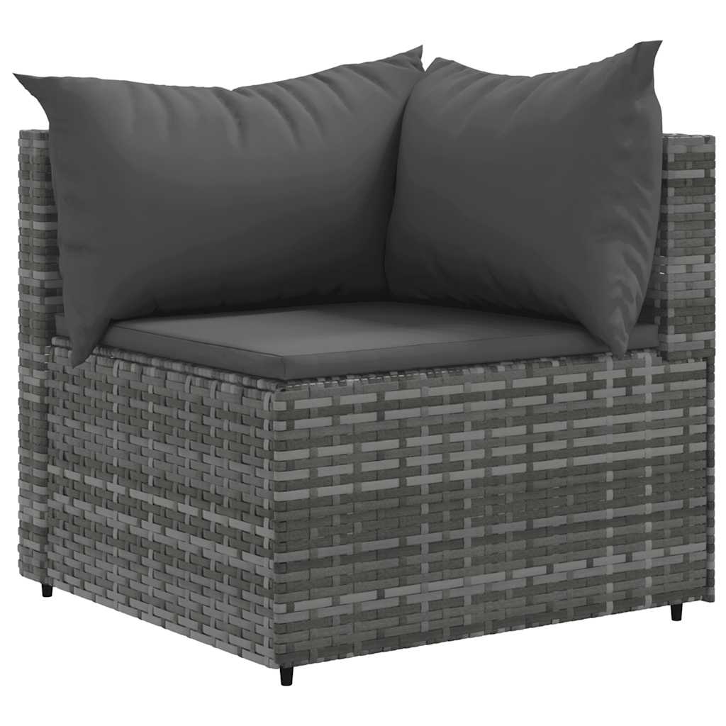 Set Divani da Giardino 7 pz con Cuscini in Polyrattan Grigio - homemem39