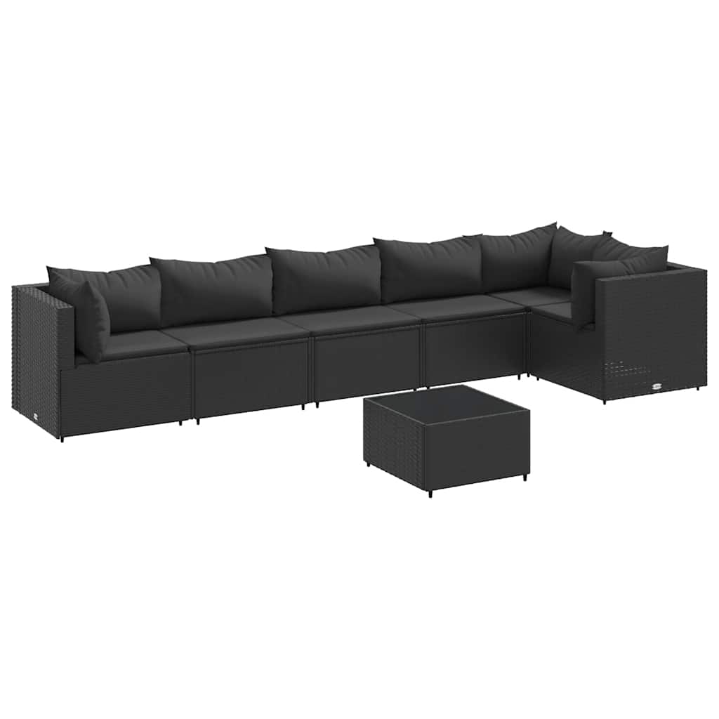 Set Salotto da Giardino con Cuscini 7pz Nero Polyrattan - homemem39