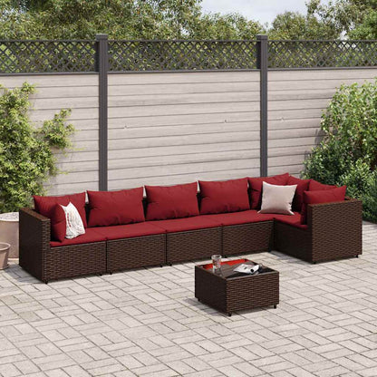 Set Divani da Giardino 7 pz con Cuscini in Polyrattan Marrone - homemem39