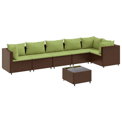 Set Divani da Giardino 7 pz con Cuscini in Polyrattan Marrone | homemem39