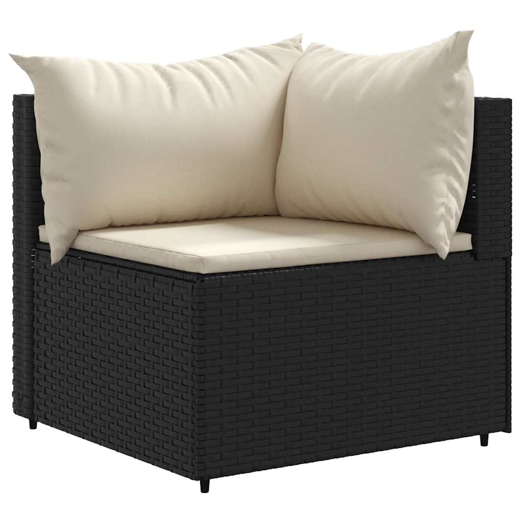 Set Salotto da Giardino con Cuscini 7pz Nero Polyrattan | homemem39