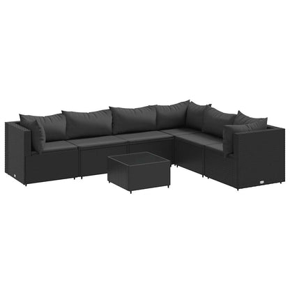 Set Salotto da Giardino con Cuscini 7pz Nero Polyrattan - homemem39