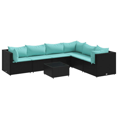 Set Salotto da Giardino con Cuscini 7pz Nero Polyrattan | homemem39
