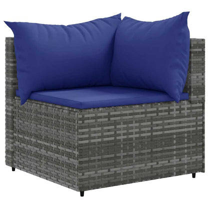 Set Divani da Giardino 5 pz con Cuscini in Polyrattan Grigio - homemem39
