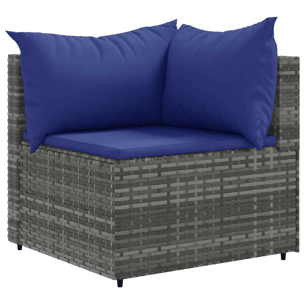 Set Divani da Giardino 6 pz con Cuscini in Polyrattan Grigio - homemem39