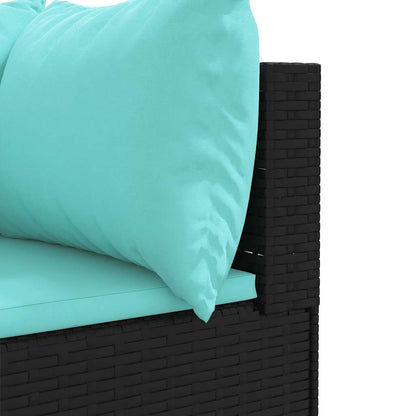 Set Mobili da Giardino 6 pz con Cuscini in Polyrattan Nero | homemem39