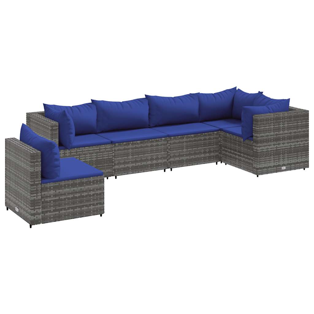 Set Divani da Giardino 6 pz con Cuscini in Polyrattan Grigio | homemem39
