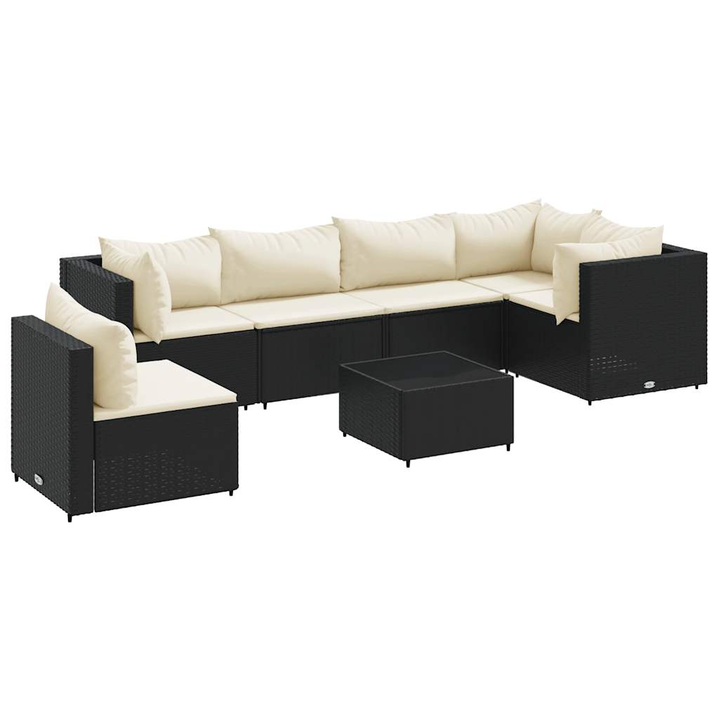 Set Salotto da Giardino con Cuscini 7pz Nero Polyrattan - homemem39