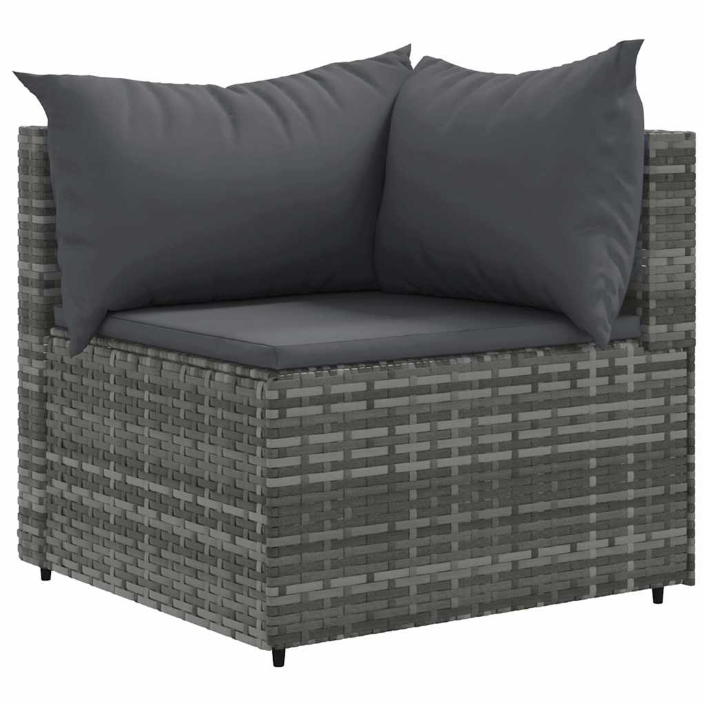 Set Divani da Giardino 7 pz con Cuscini in Polyrattan Grigio - homemem39
