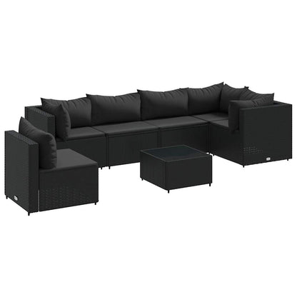 Set Salotto da Giardino con Cuscini 7pz Nero Polyrattan - homemem39