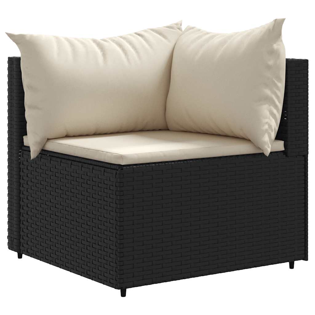 Set Salotto da Giardino con Cuscini 7pz Nero Polyrattan | homemem39