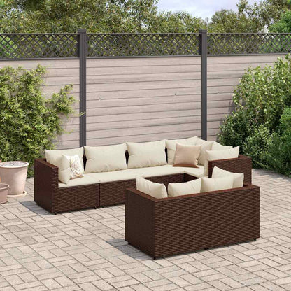 Set Divani da Giardino 7 pz con Cuscini in Polyrattan Marrone - homemem39