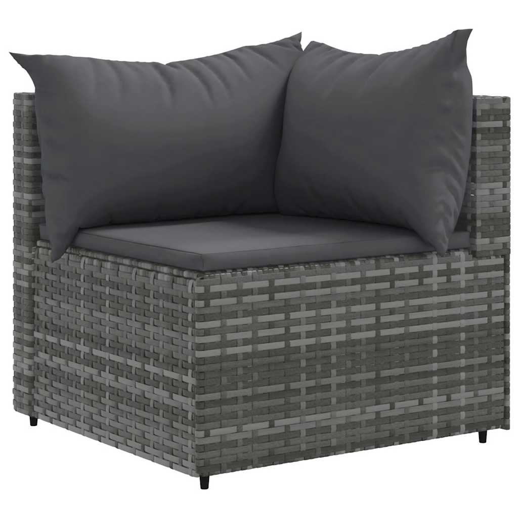 Set Divani da Giardino 7 pz con Cuscini in Polyrattan Grigio - homemem39