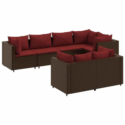 Set Divani da Giardino 7 pz con Cuscini in Polyrattan Marrone - homemem39