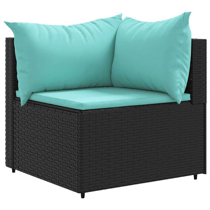 Set Mobili da Giardino con Cuscini 8 pz Nero in Polyrattan | homemem39