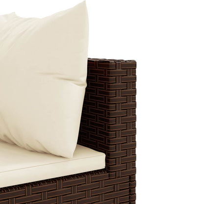 Set Mobili da Giardino 6pz con Cuscini in Polyrattan Marrone | homemem39