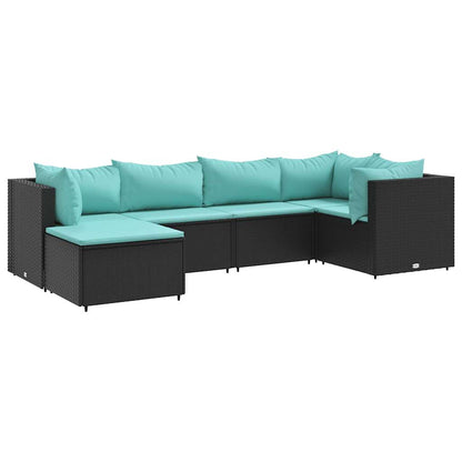 Set Mobili da Giardino 6 pz con Cuscini in Polyrattan Nero | homemem39