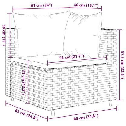 Set Mobili da Giardino 6pz con Cuscini in Polyrattan Marrone - homemem39