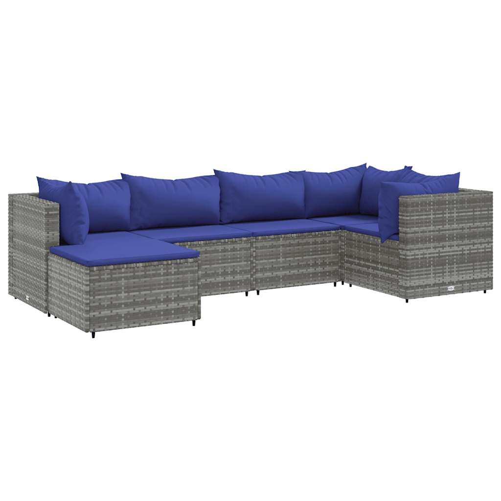 Set Divani da Giardino 6 pz con Cuscini in Polyrattan Grigio - homemem39