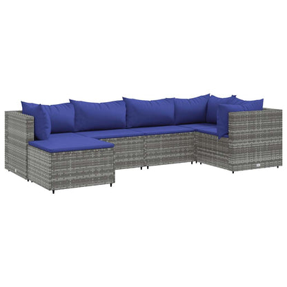 Set Divani da Giardino 6 pz con Cuscini in Polyrattan Grigio - homemem39