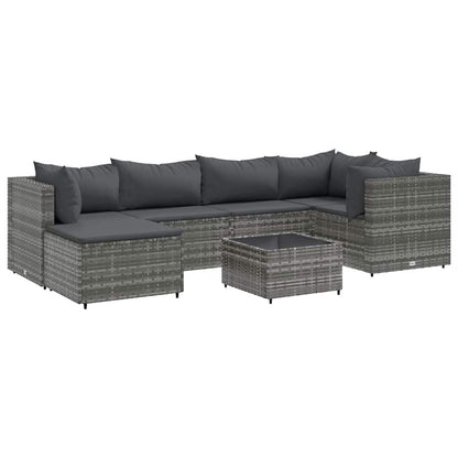 Set Divani da Giardino 7 pz con Cuscini in Polyrattan Grigio | homemem39