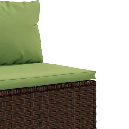 Set Divani da Giardino 7 pz con Cuscini in Polyrattan Marrone