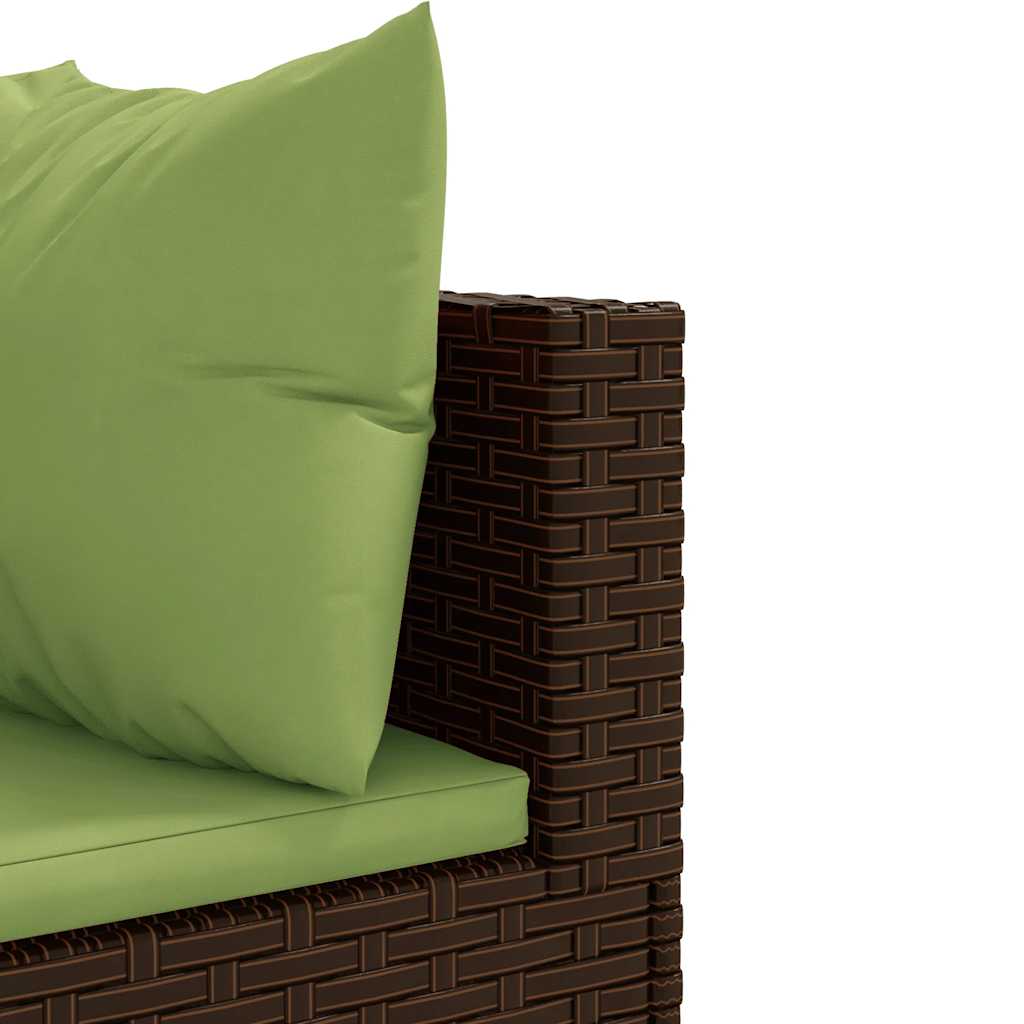 Set Divani da Giardino 7 pz con Cuscini in Polyrattan Marrone