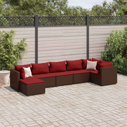 Set Divani da Giardino 7 pz con Cuscini in Polyrattan Marrone - homemem39