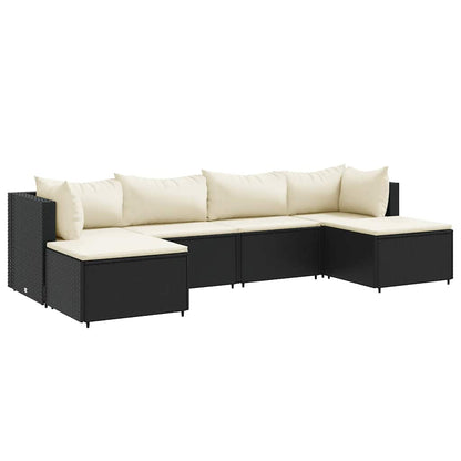 Set Mobili da Giardino 6 pz con Cuscini in Polyrattan Nero | homemem39