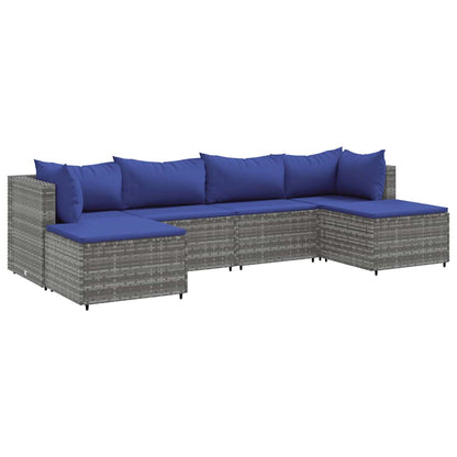 Set Divani da Giardino 6 pz con Cuscini in Polyrattan Grigio | homemem39